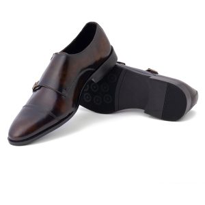 Bella Tread Men's Handcrafted[ Brown Double Monk Strap