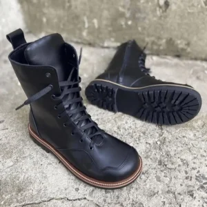 Pastel Leather Combat Boots Women Handmade Two Tone