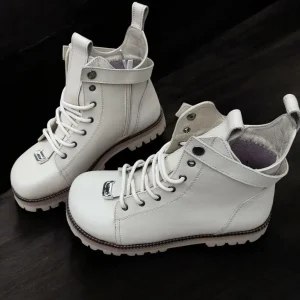 Black Leather Combat Boots For Women Handmade Winter